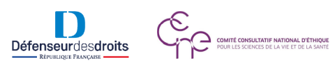 Logos de la défenseure des droits et du CCNE