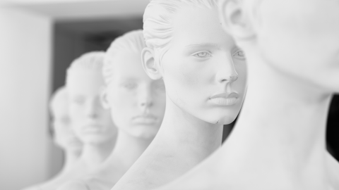 Mannequin en plastique blanc à la chaine